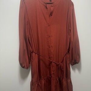 Nine West Terracotta Long Sleeve Dress